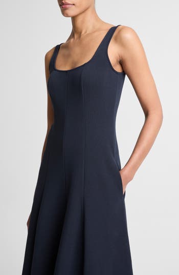 Vince Women's Square Neck Seamed Midi-Dress - Eclipse - Size XL Vince Women's Square Neck Seamed Midi-Dress - Eclipse - Size XL
