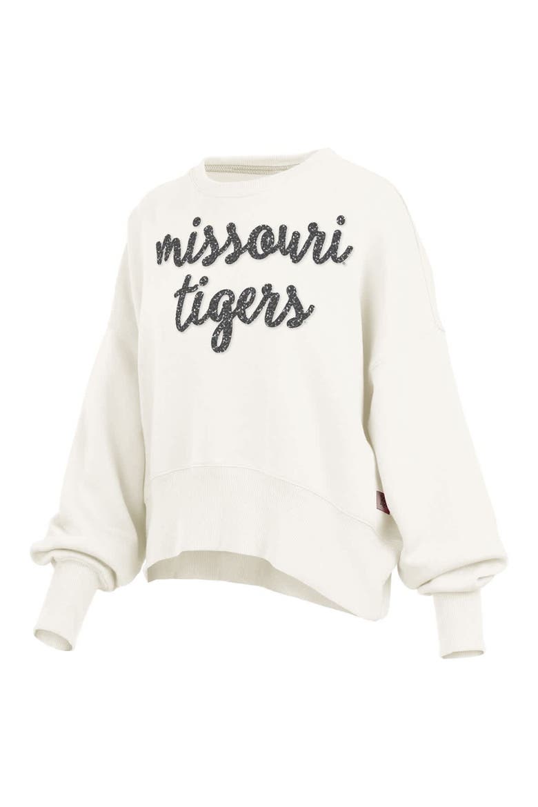 Women's Pressbox Cream Missouri Tigers Oversized Chelsea Waist Length Pullover Sweatshirt, Alternate, color, Cream