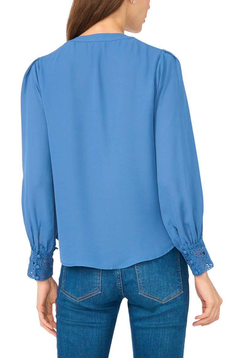 Lace Cuffed Button-Front Top, Alternate, color, BLUE HAZE