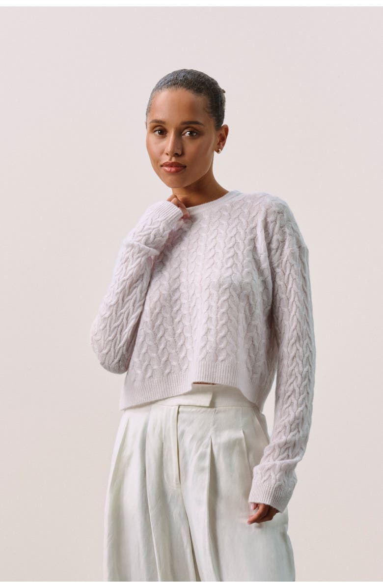 NAKED CASHMERE Featherweight Cable Crew, Main, color, Cloud