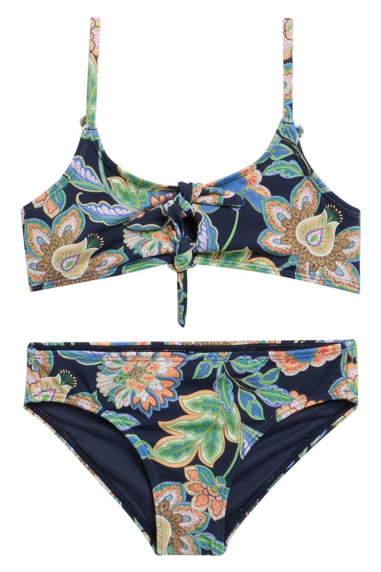 Kids' Mermaid Floral Hanky Two-Piece Swimsuit, Main, color, NAVY