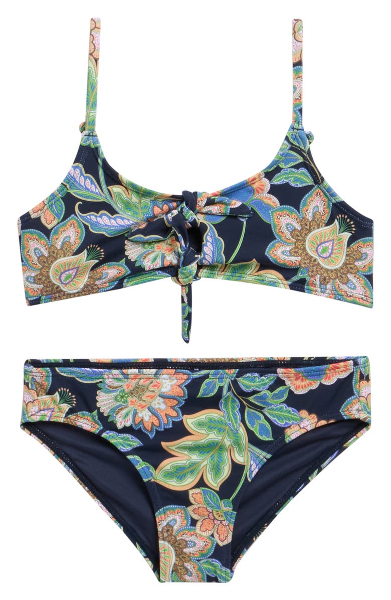 O'Neill Kids' Mermaid Floral Hanky Two-Piece Swimsuit, Main, color, Navy