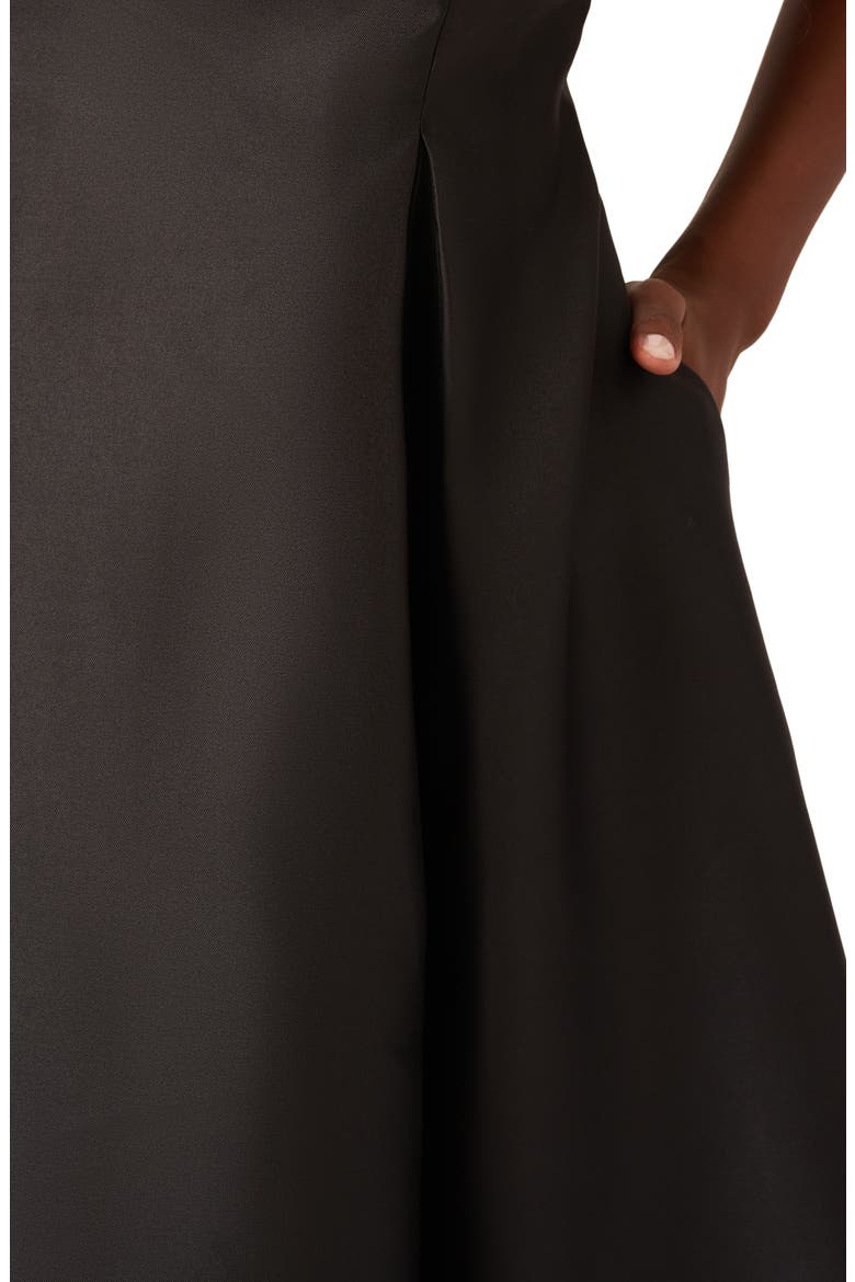 Sleeveless Mikado Fit & Flare Midi Dress, Alternate, color, BLACK