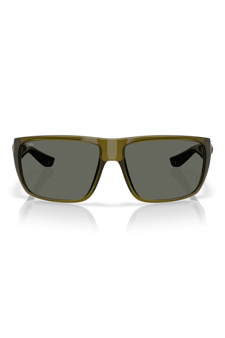64mm Polarized Rectangular Sunglasses, Main, color, SEAGRASS / GRAY