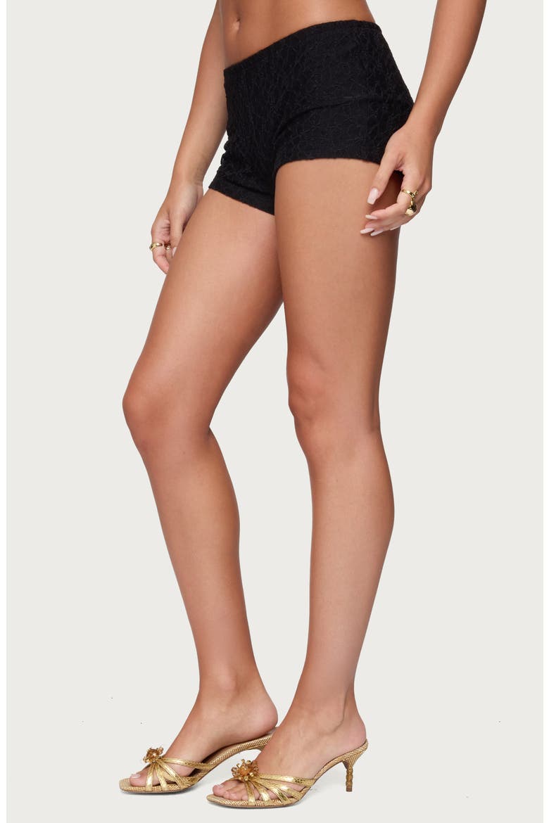 Lera Lace Micro Shorts, Alternate, color, BLACK
