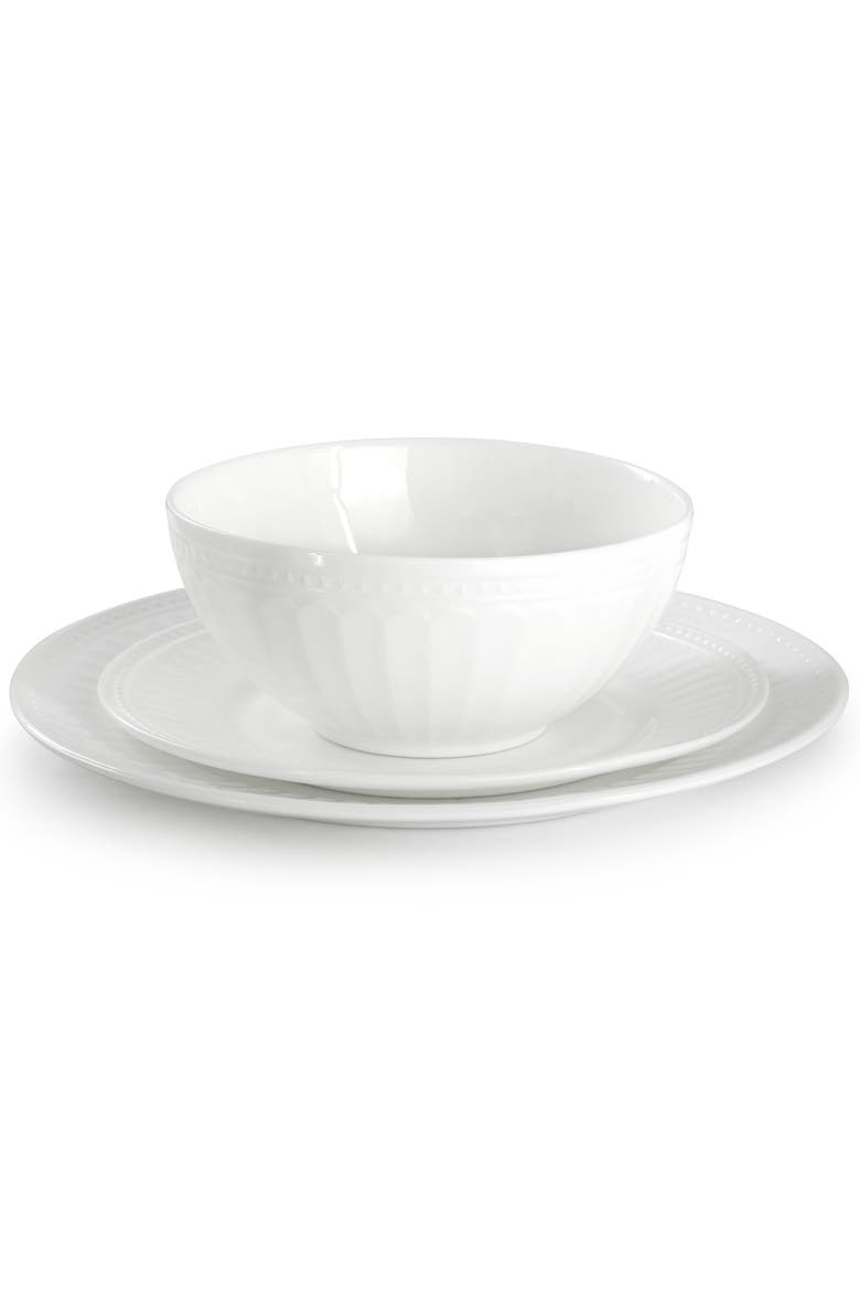 12 Piece Break-Resistant Opal Glass Dinnerware Set, Alternate, color, White