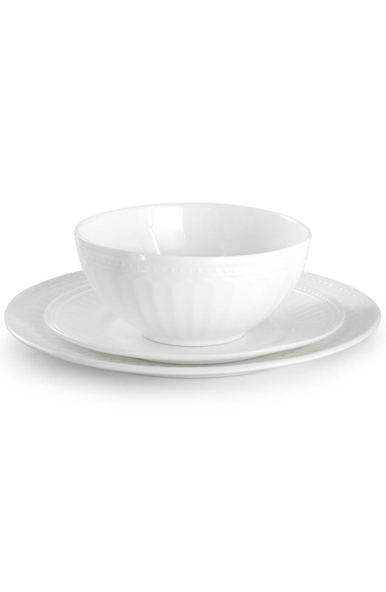 Gibson Ultra Swanton Arch 12 Piece Break-Resistant Opal Glass Dinnerware Set, Alternate, color, White
