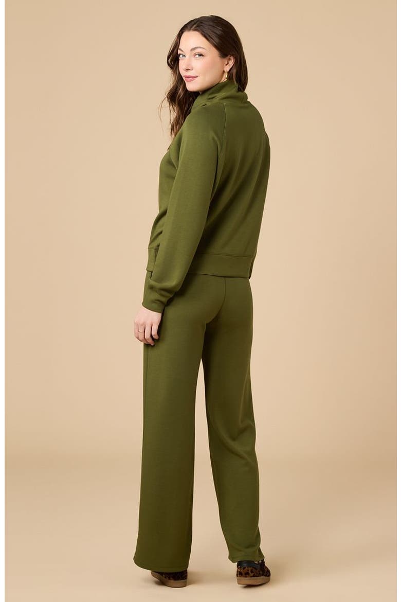 Athleisure Mock Neck And Pleated Pant Set, Alternate, color, Olive