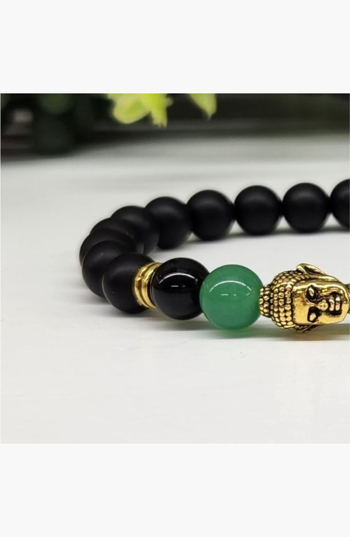 Humanist Beauty Buddha Obsidian Beaded Bracelet