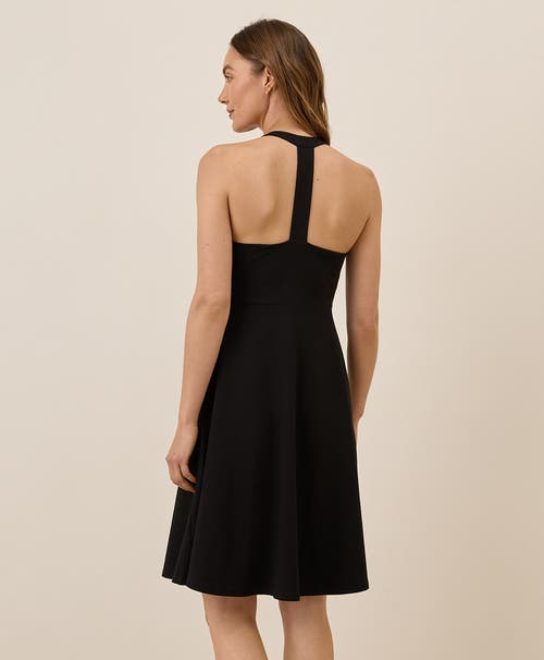 Pact Organic Cotton Fit & Flare Gathered Halter Dress In Black