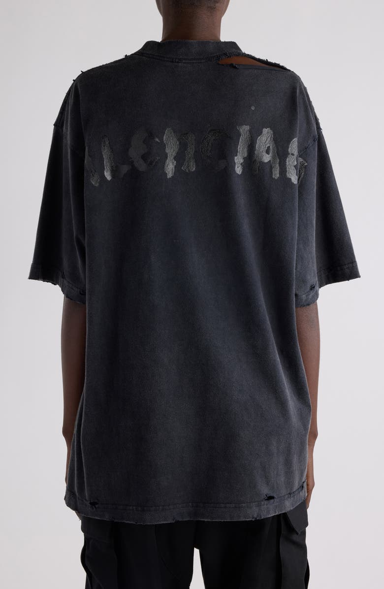 Oversize Distressed Paint Logo Graphic T-Shirt
