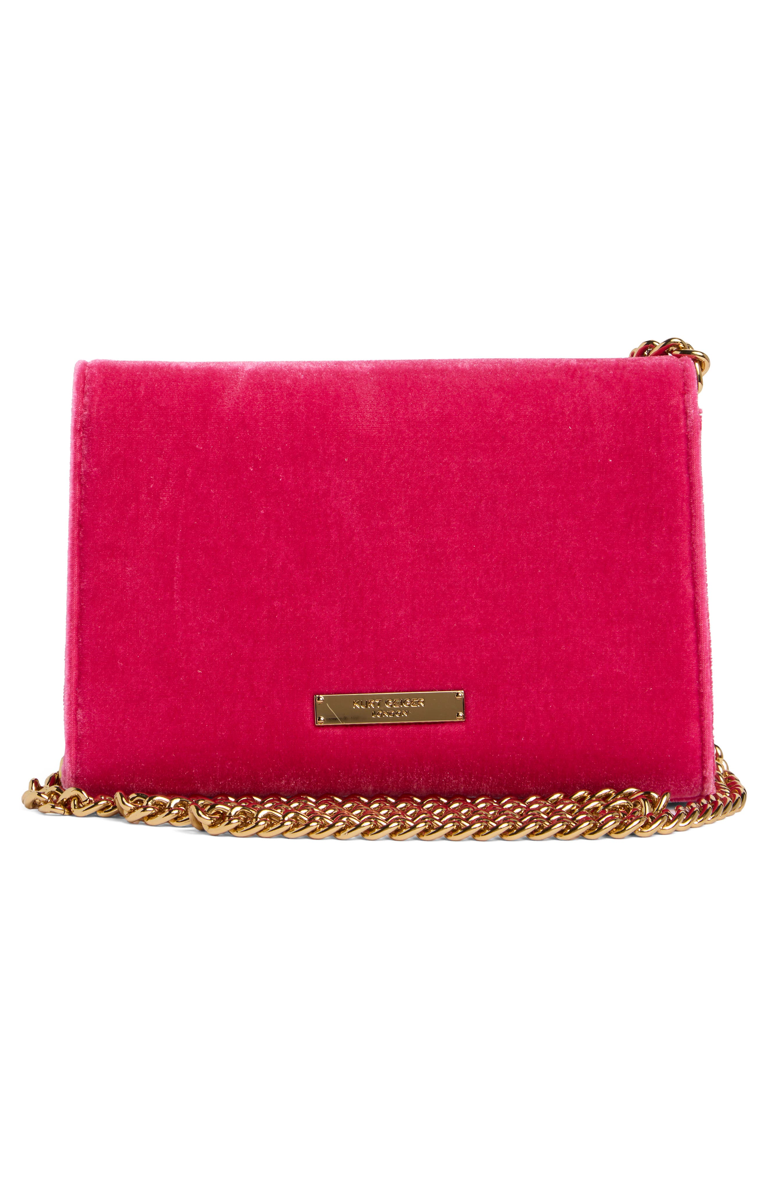 Kurt Geiger London KGL Velvet Clutch, Alternate, color, Bright Pink