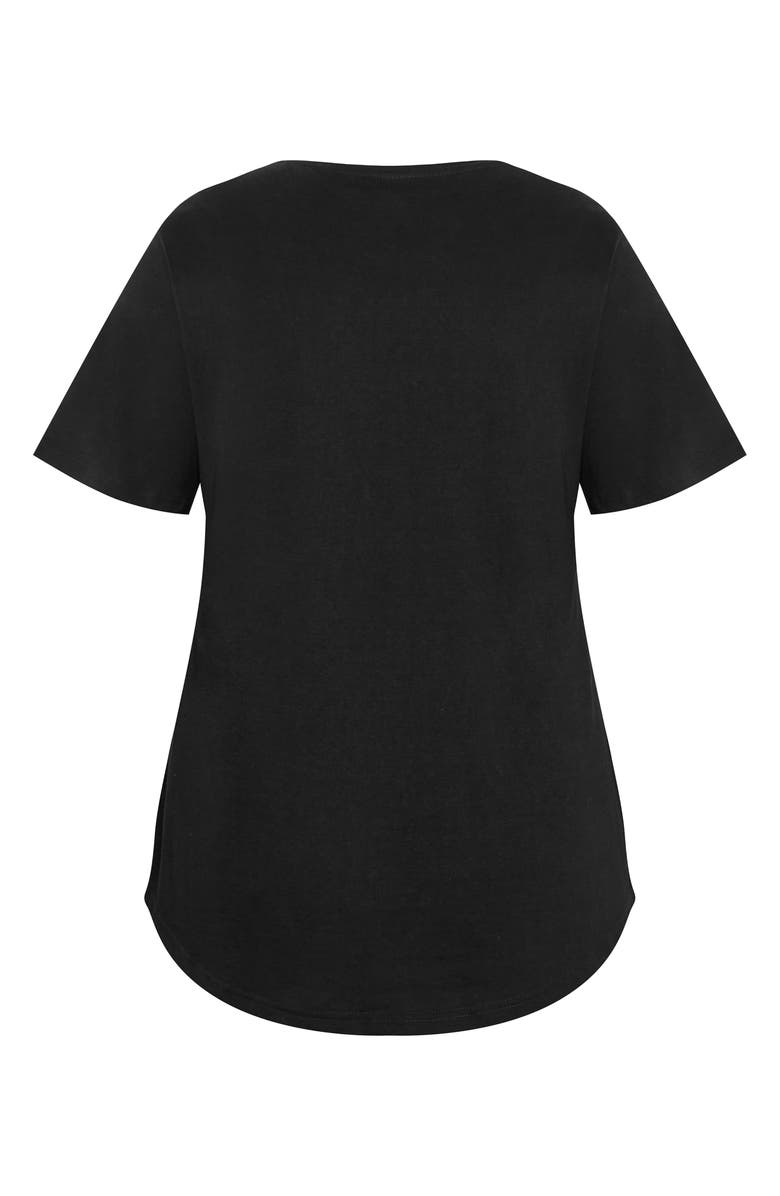City Chic Brinley Cotton Graphic T-Shirt, Alternate, color, Black Print