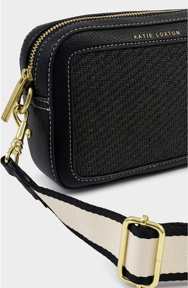 Katie Loxton Avery Raffia Small Crossbody Bag, Alternate, color, Black