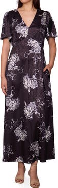 MELLODAY Empire Waist Satin Maxi Dress