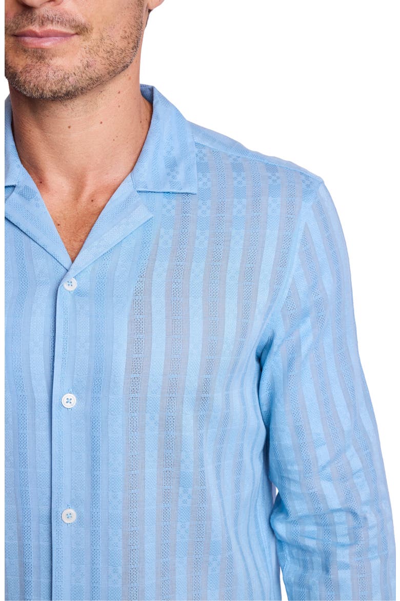 Parker Trim Fit Cotton Button-Up Shirt, Alternate, color, LIGHT BLUE DOBBY STRIPES