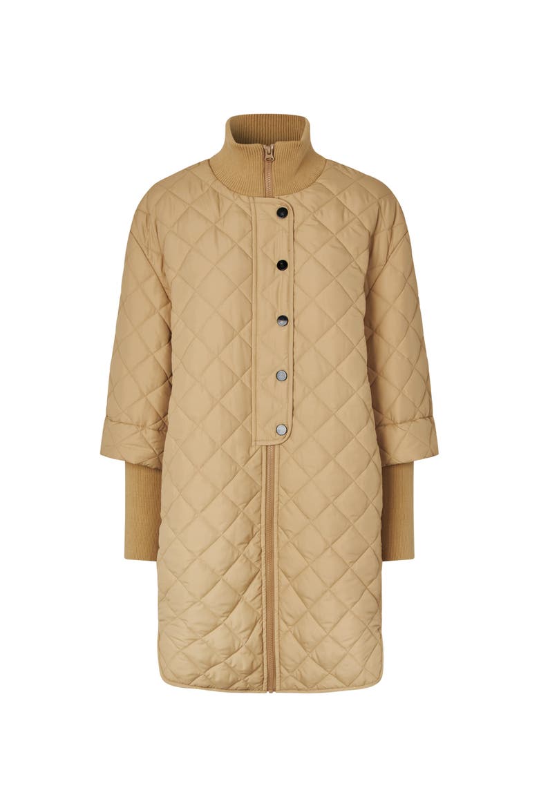Talvire High Neck Long Sleeve Coat, Alternate, color, Travertine