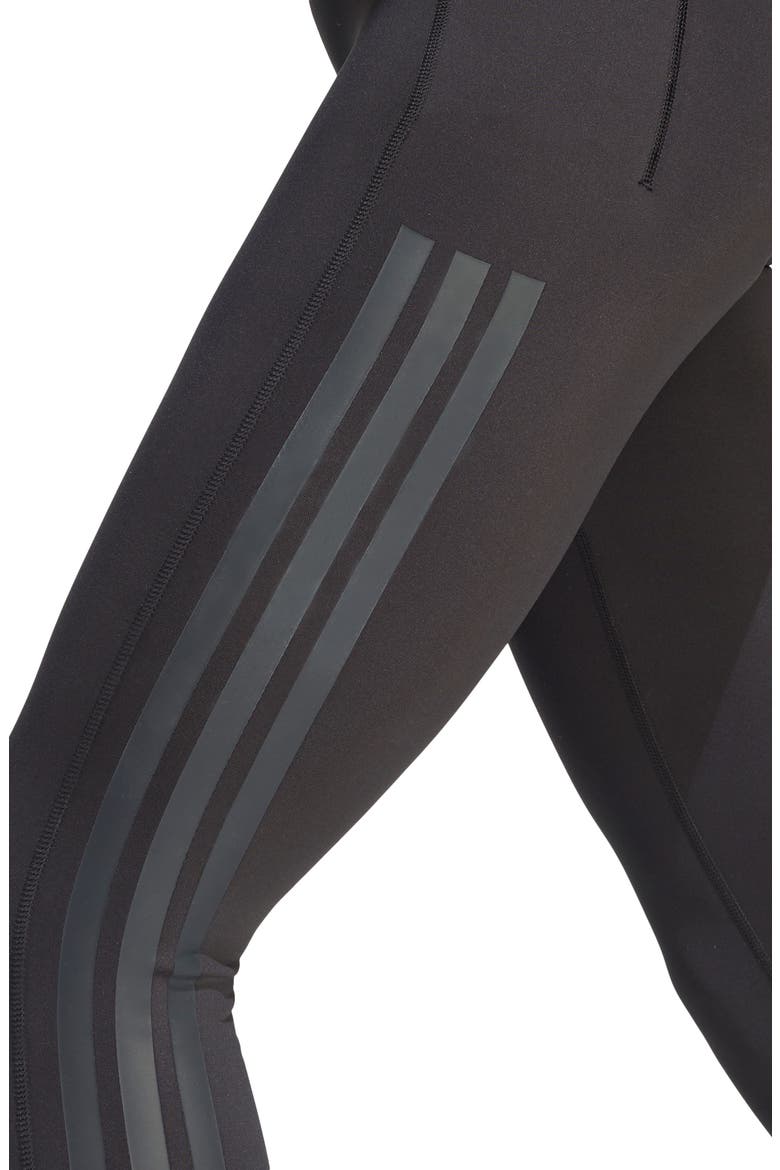 Optime Training 3-Stripes 7/8 High Waist Leggings, Alternate, color, BLACK