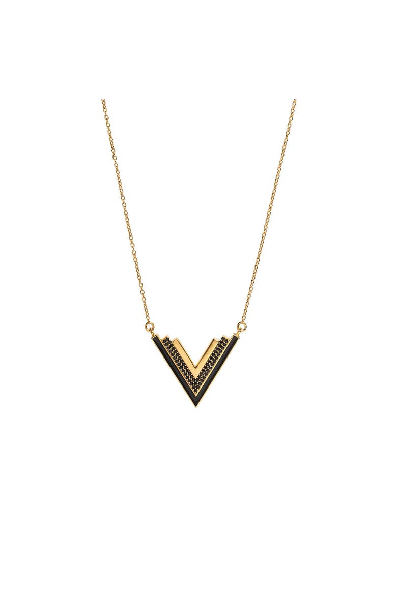 Valor Gold Onyx V Necklace, Main, color, Gold & Black
