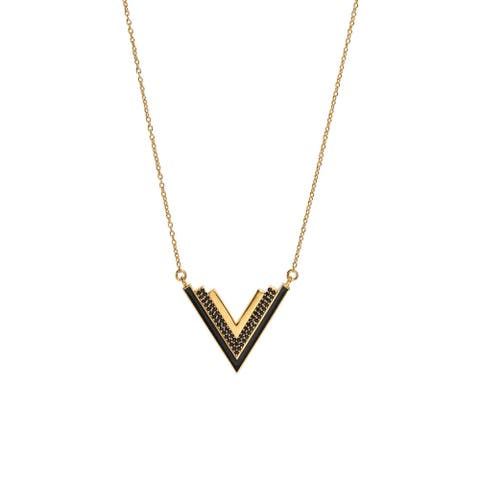 Valor Gold Onyx V Necklace