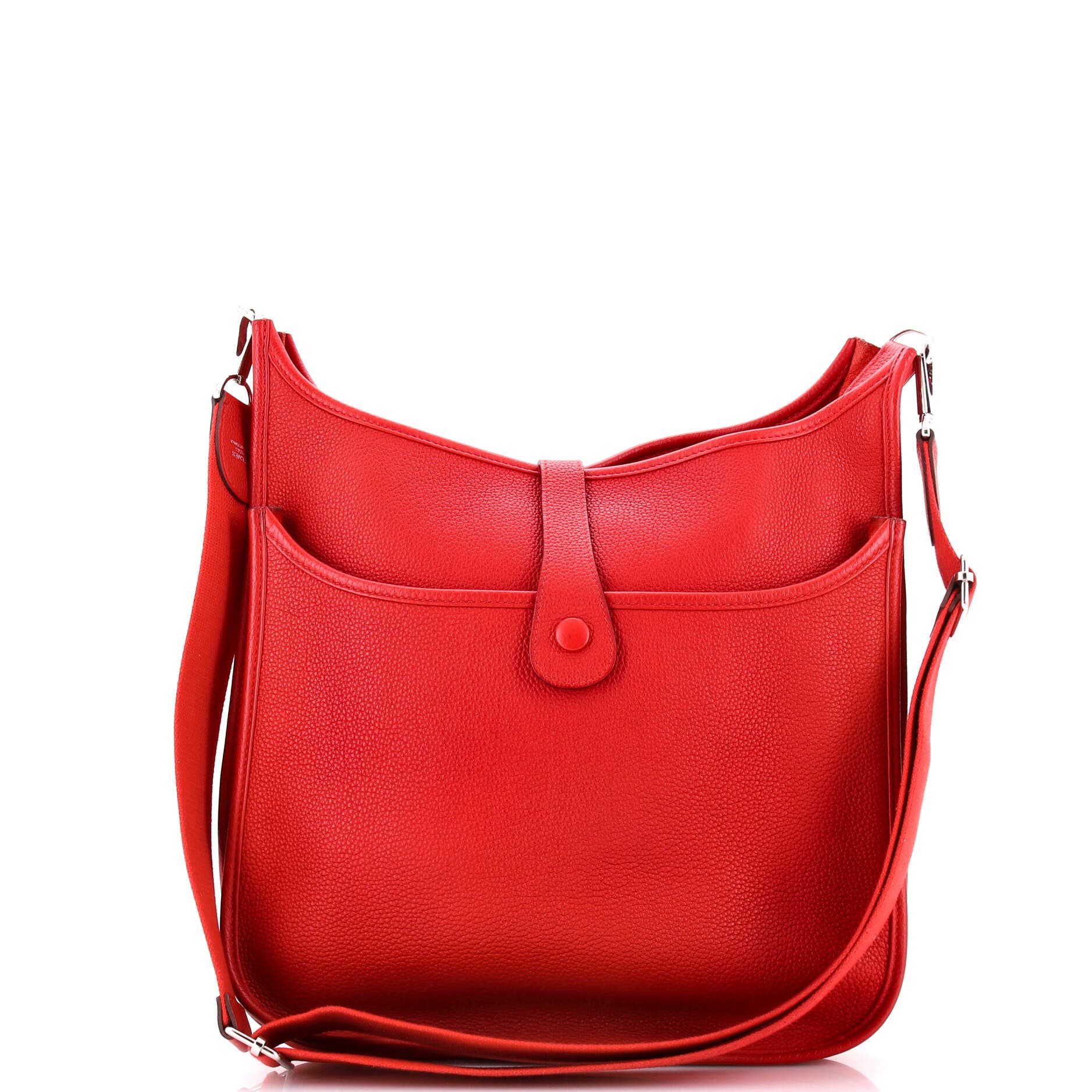 Pre-Owned Hermes Evelyne Bag Gen III Clemence GM, Alternate, color, Rouge Casaque
