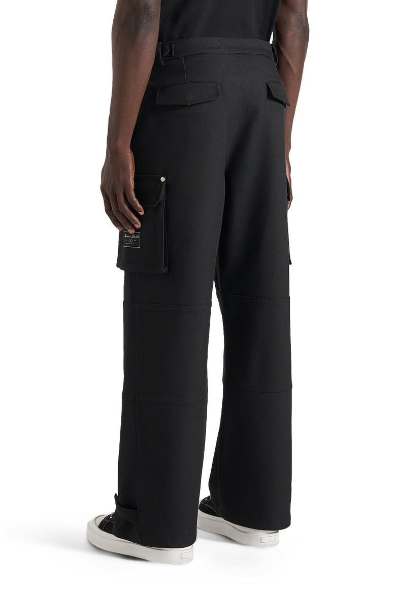 Mathis Twill Signature Wide Leg Cargo Trousers, Alternate, color, Black