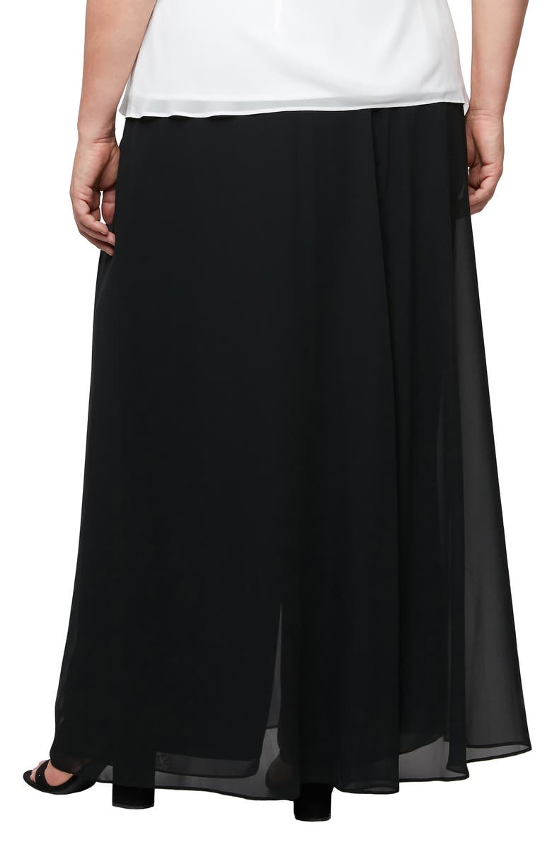 Alex Evenings Wide Leg Pants with Mesh Skirt Overlay, Alternate, color,