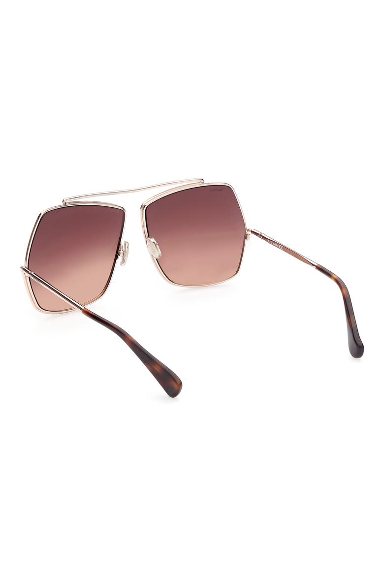 64mm Geometric Sunglasses, Alternate, color, ROSE GOLD/ GRADIENT BROWN