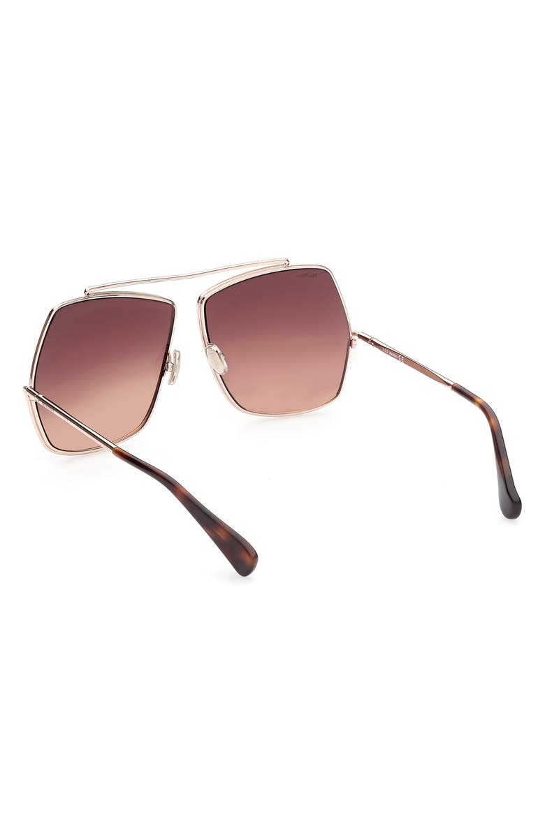 Max Mara 64mm Geometric Sunglasses, Alternate, color, Rose Gold/ Gradient Brown