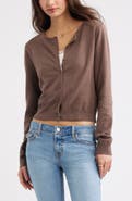 BP. Crewneck Cotton Blend Cardigan
