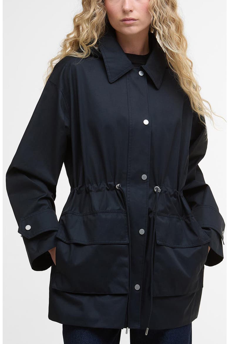 Fallyn Showerproof Rain Jacket, Main, color, DARK NAVY/ HESSIAN TARTAN