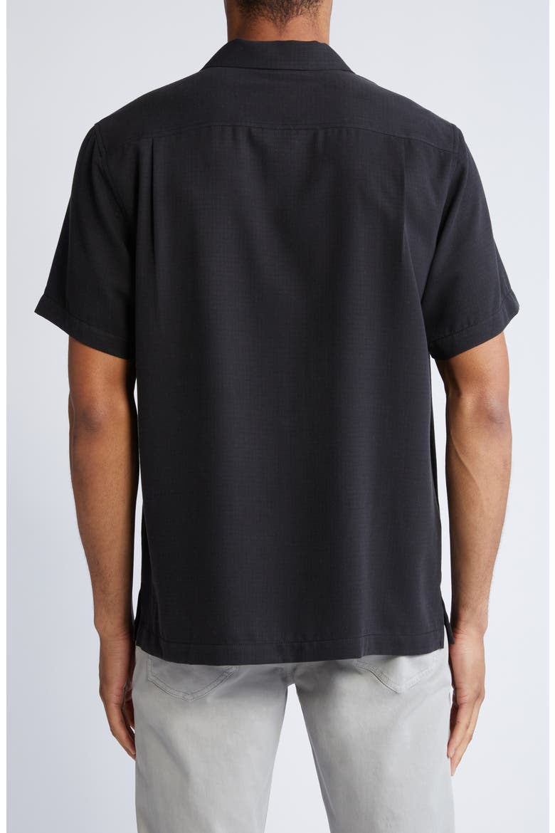 Coastal Breeze Silk Blend Button-Up Shirt, Alternate, color, BLACK
