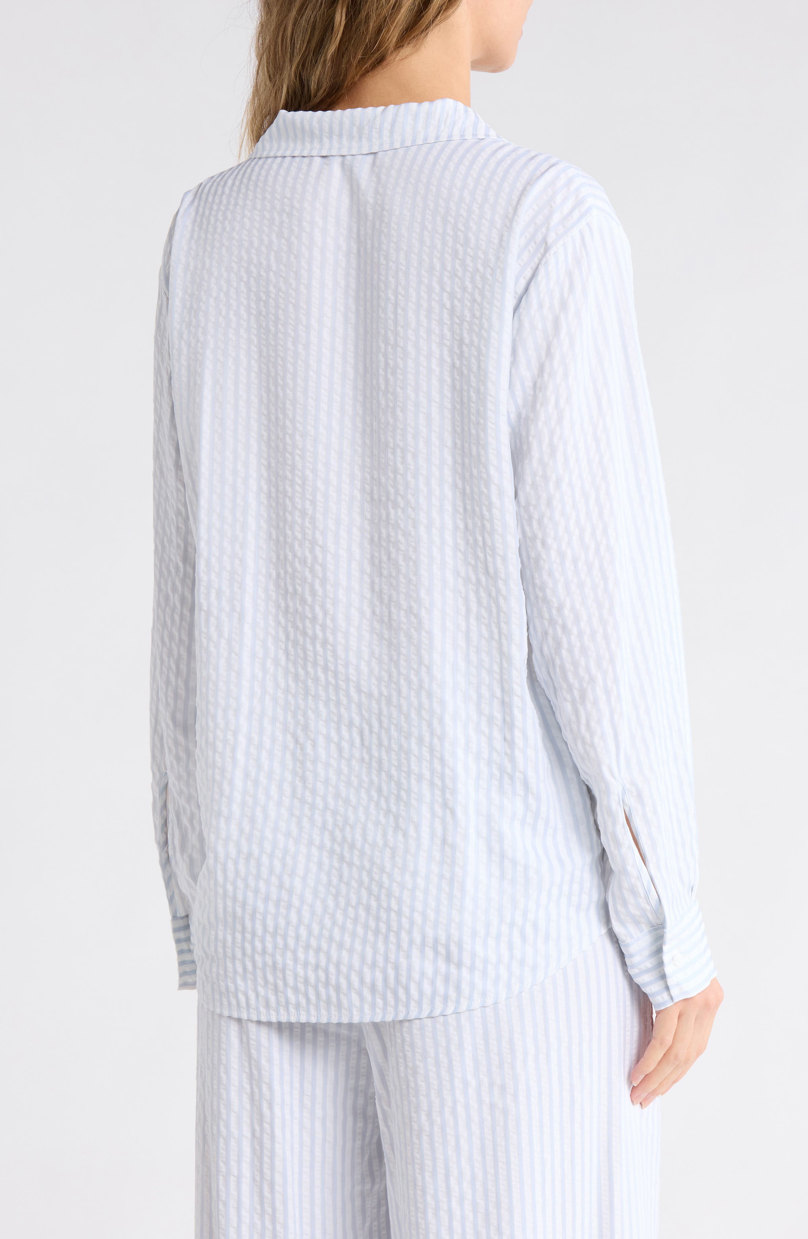 Stripe Seersucker Button-Up Shirt - image 2