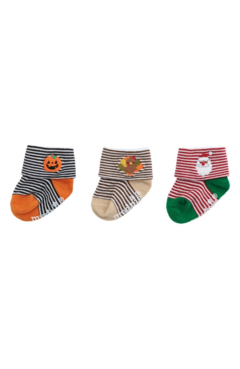 Mud Pie My First Holiday Cotton Blend Gripper Socks Gift Box, Main, color, White Assorted