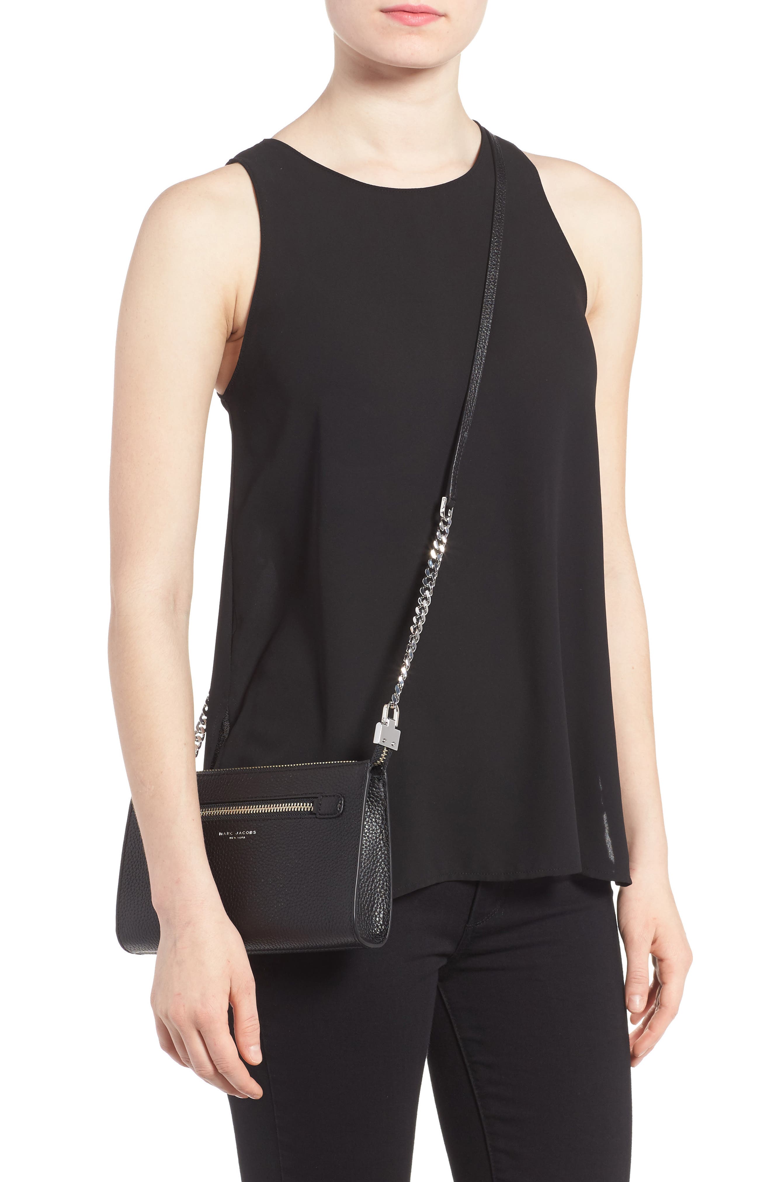 Marc Jacobs Small Gotham Leather Crossbody Wallet, Alternate, color, 