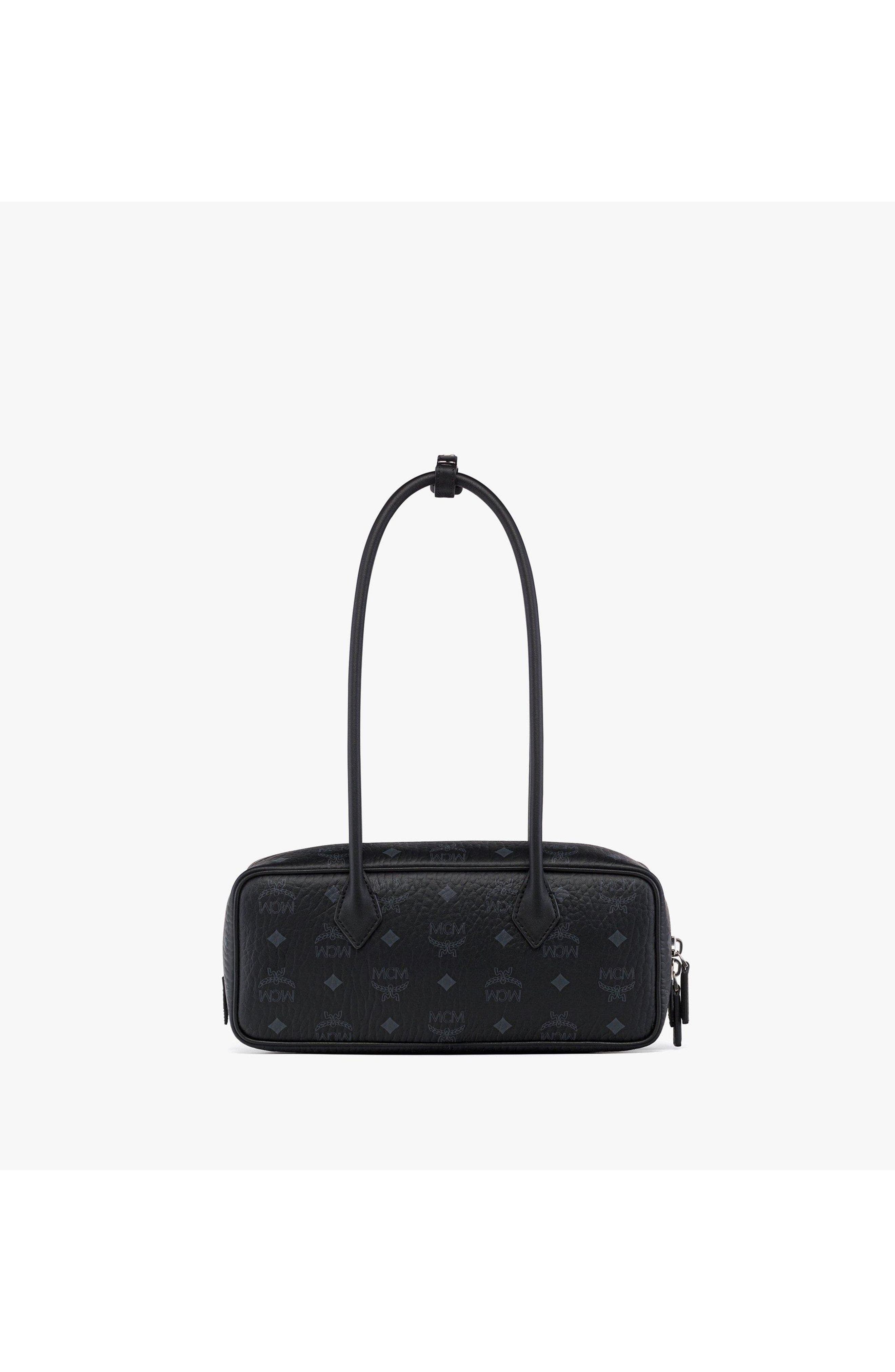 MCM Aren East West Shoulder Bag in Visetos, Alternate, color, Black