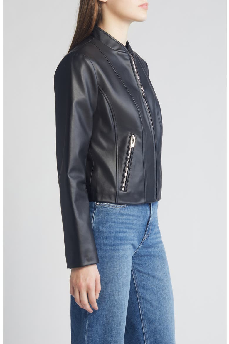 Faux Leather Jacket, Alternate, color, BLACK