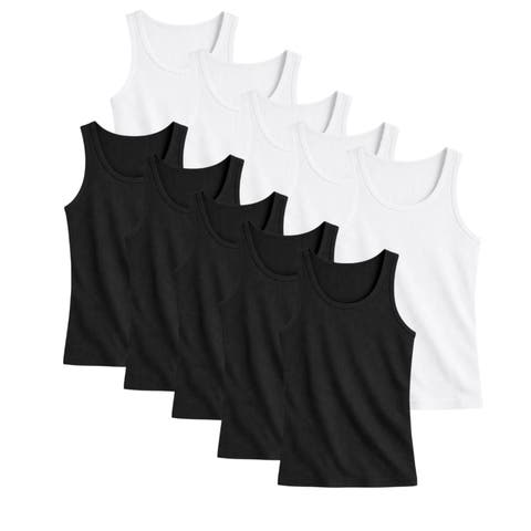 Mens 5 Pack Ribbed Tank Tops Classic Fit
