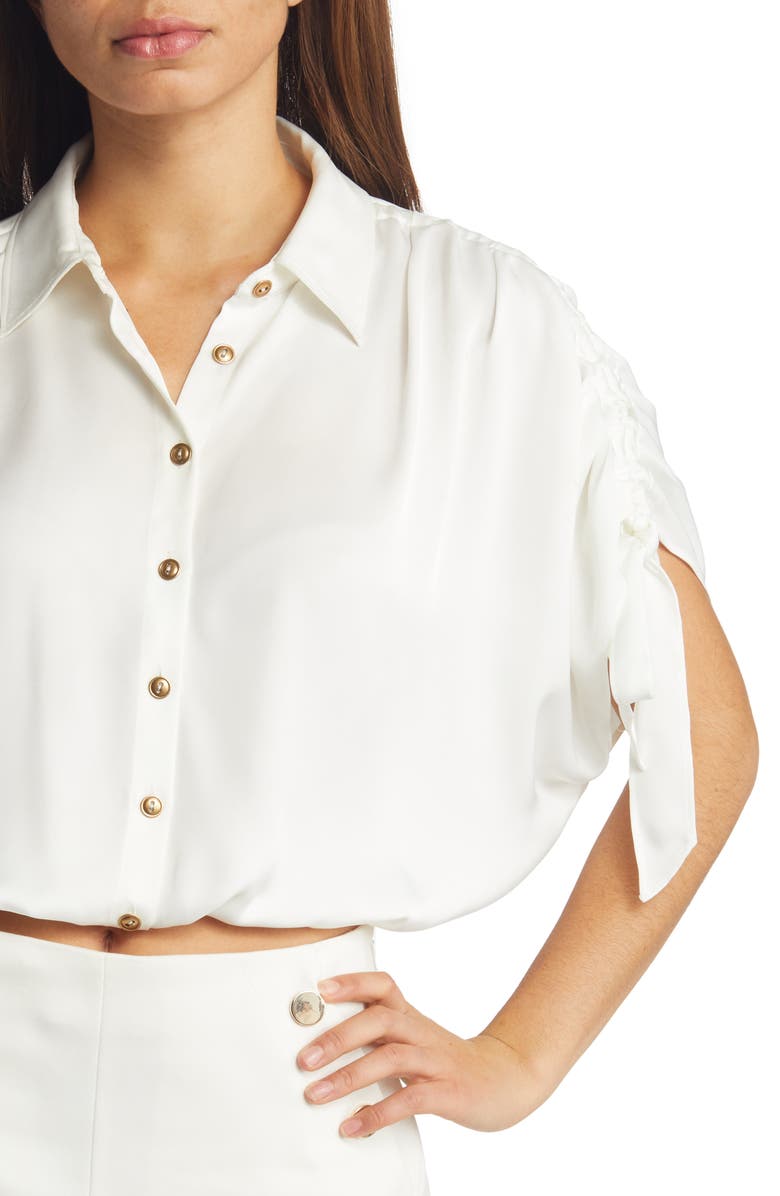 Ramy Brook Jacinta Crop Short Sleeve Button-Up Shirt, Alternate, color,