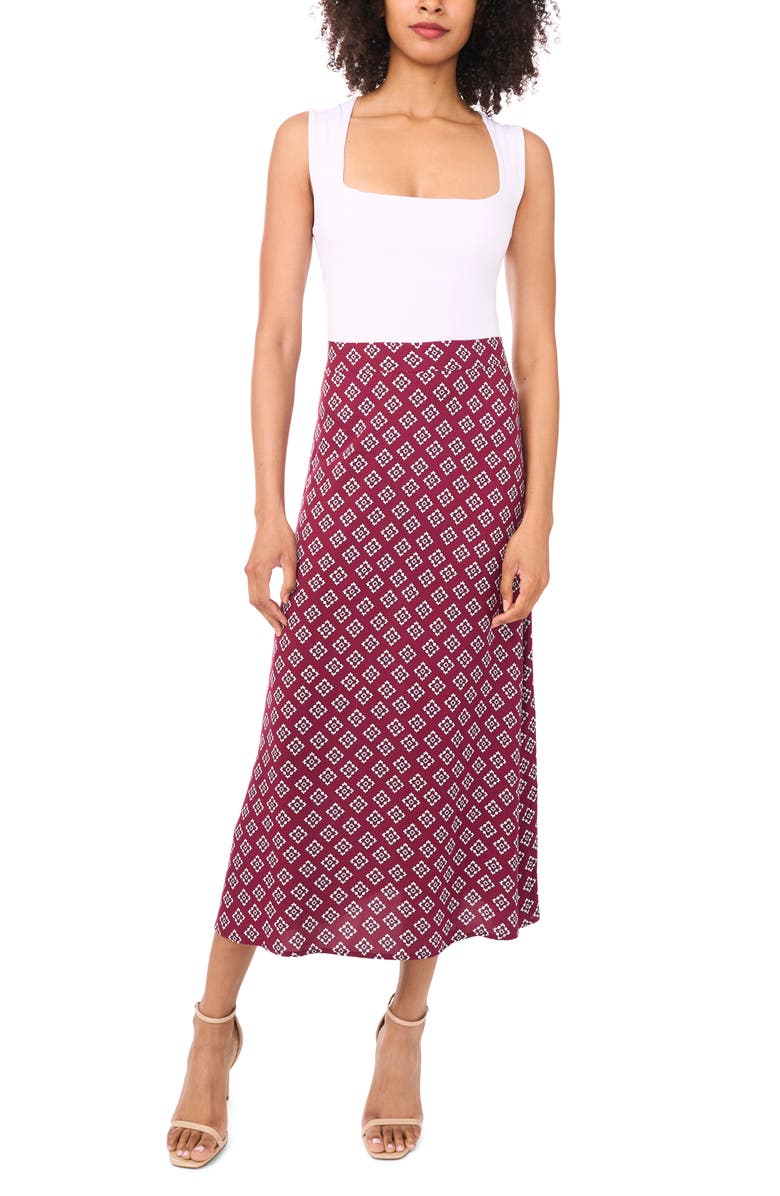 Halogen<sup>®</sup> Side Slit Midi Skirt, Alternate, color, Earth Red Geo