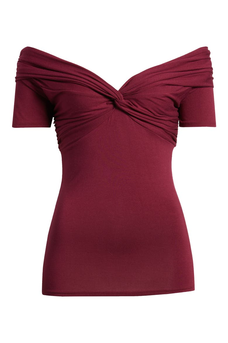 Twist Detail Stretch Detail Top, Alternate, color, BURGUNDY