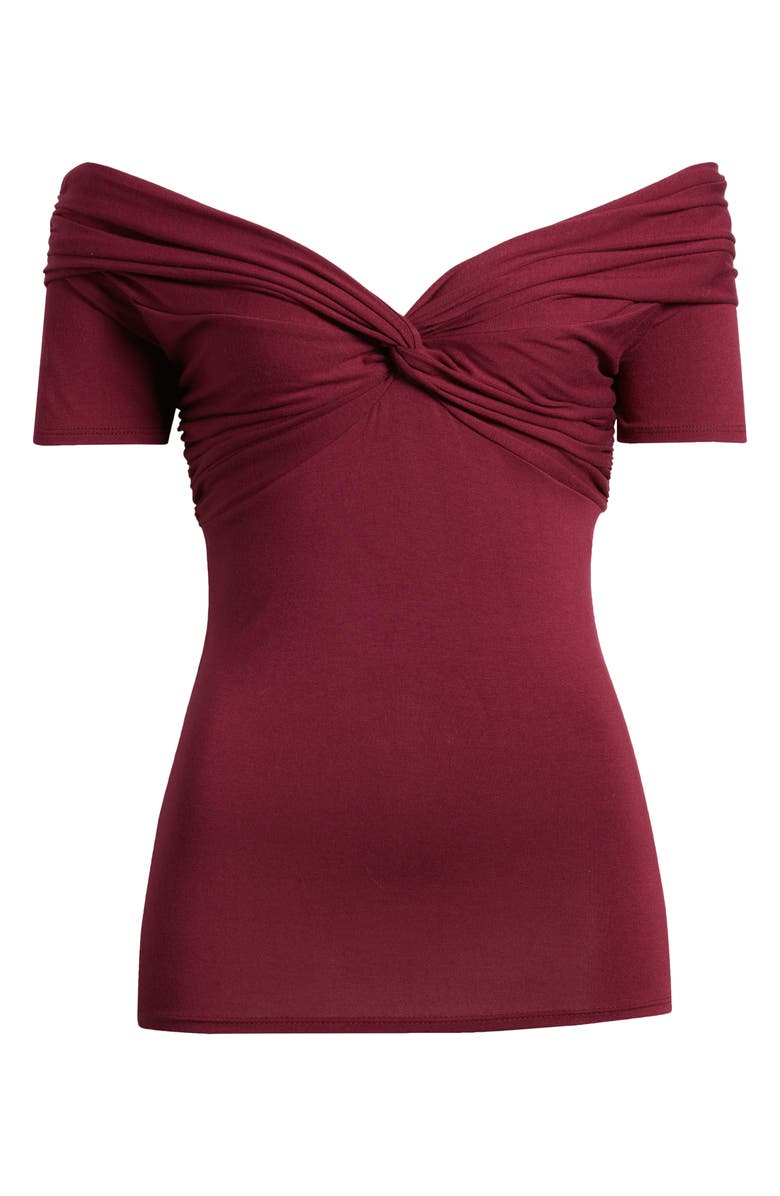 Loveappella Twist Detail Stretch Detail Top, Alternate, color, Burgundy