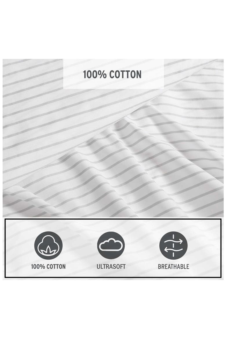 Arden Stripe 200 Thread Count Cotton Percale Twin Sheet Set, Alternate, color, GREY