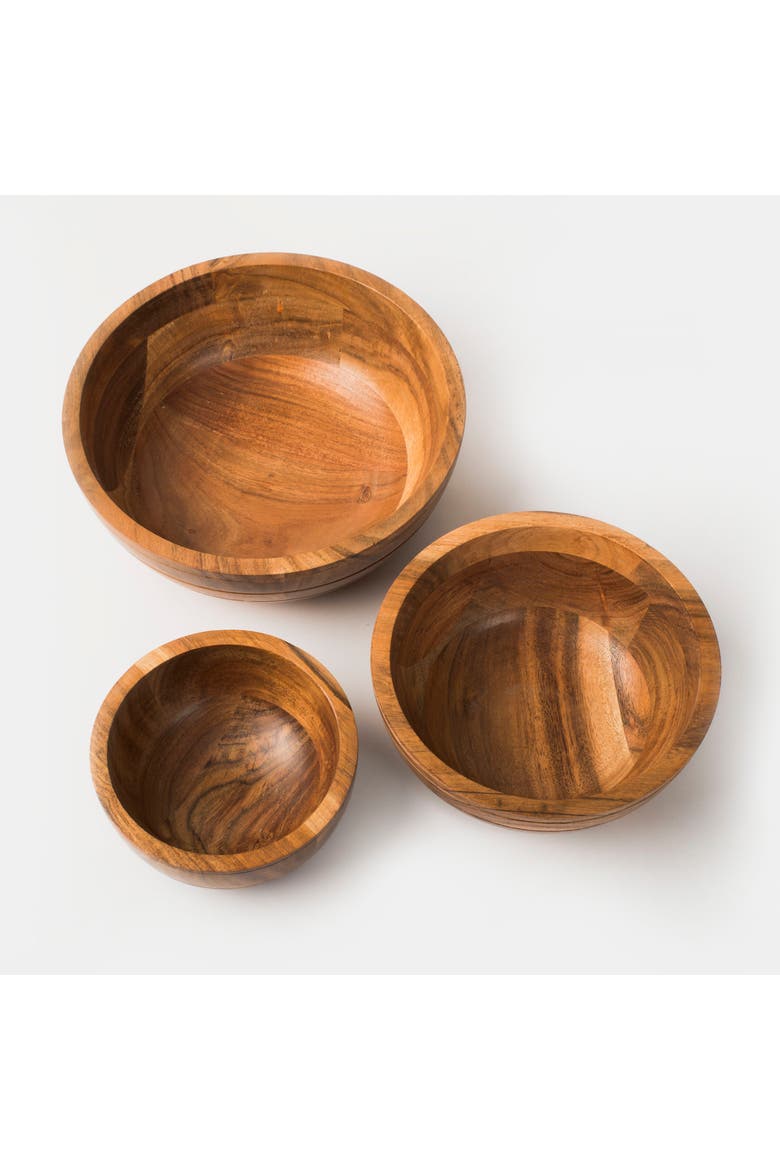 Grava Acacia Wood Bowls, Alternate, color, Brown - Large