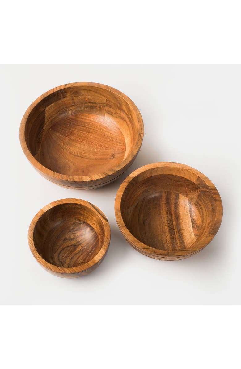 Mela Artisans Grava Acacia Wood Bowls, Alternate, color, Brown - Large