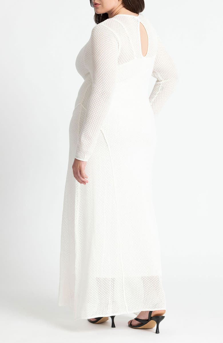 ELOQUII Seamed Long Sleeve Pointelle Sweater Dress, Alternate, color, 