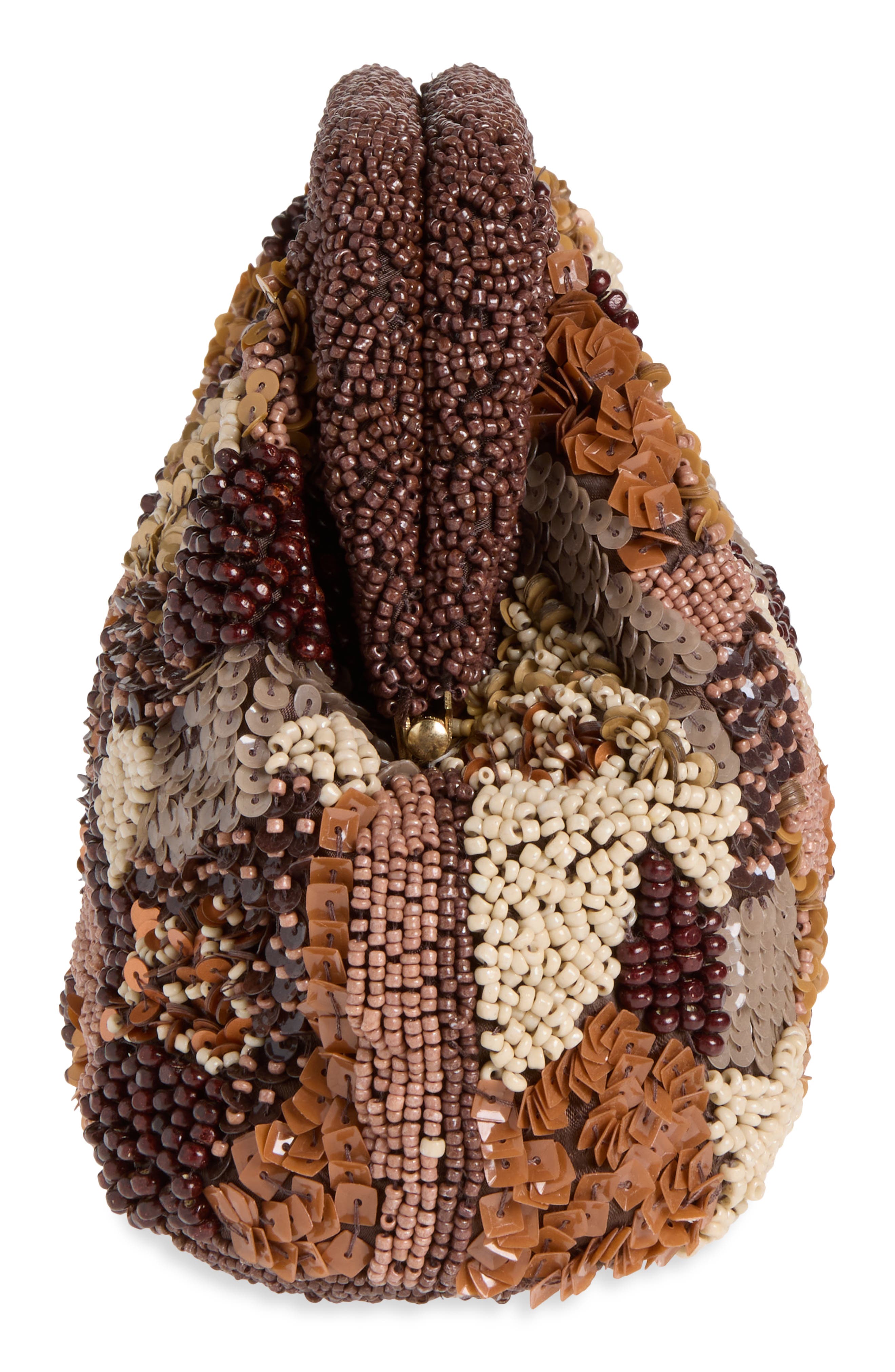Tropic Beaded Clutch, Alternate, color, CHOCOLATE