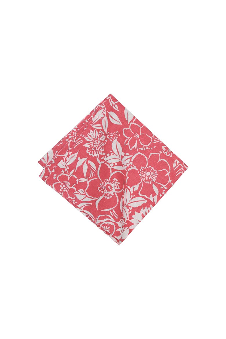 Pink Hibiscus 100% Set of 6 Cloth Napkins, Alternate, color, red