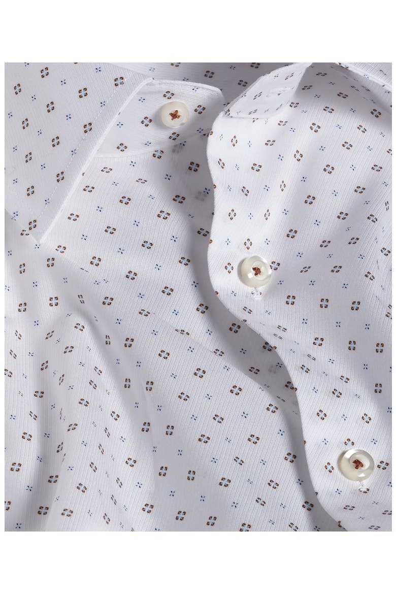 Regular Fit Neat Print Cotton Dress Shirt, Alternate, color, WHITE/ CHOCOLATE