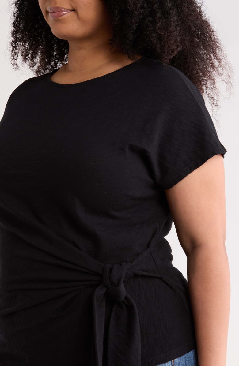 Caslon<sup>®</sup> Drop Shoulder Tie Front Top, Alternate, color, Black
